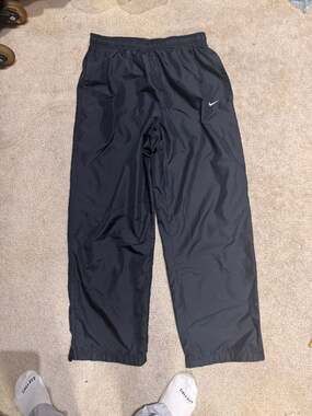 Vintage Nike Baggy Black Nylon Track Pants Swoosh Logo Small